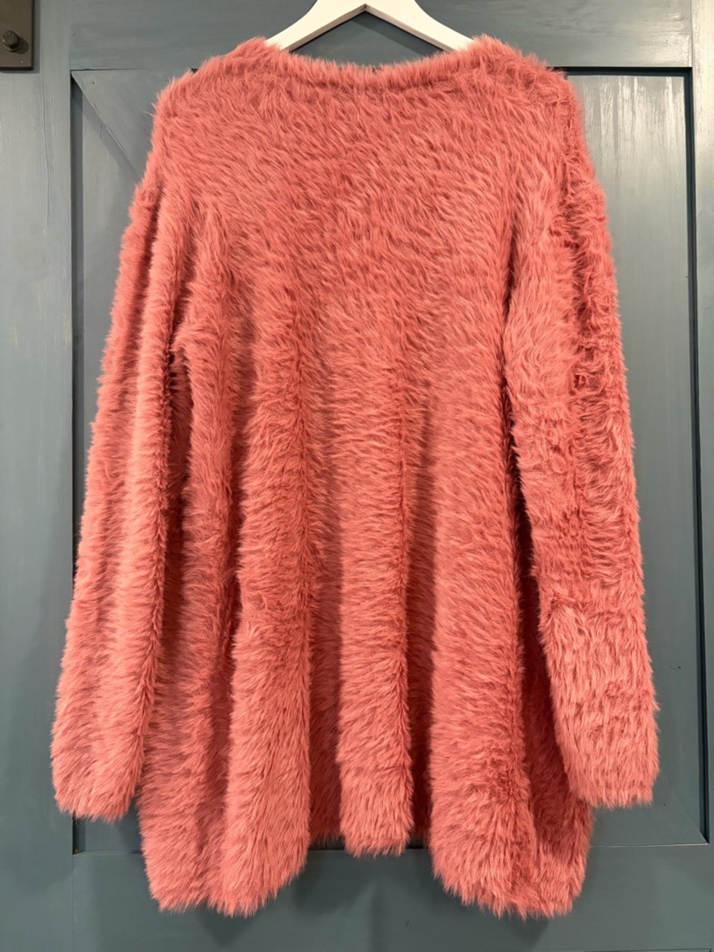 Free People Small Cardigan Sweater Dusty Pink Faux Fur Oversized Open Front - Picture 5 of 9